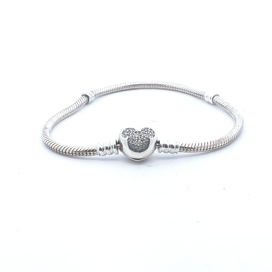 Designer $70 Sterling Pandora Disney Clasp VZ Mickey Bracelet