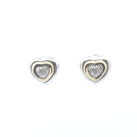 Designer $600 14K Yellow Gold Sterling David Yurman Heart Earrings