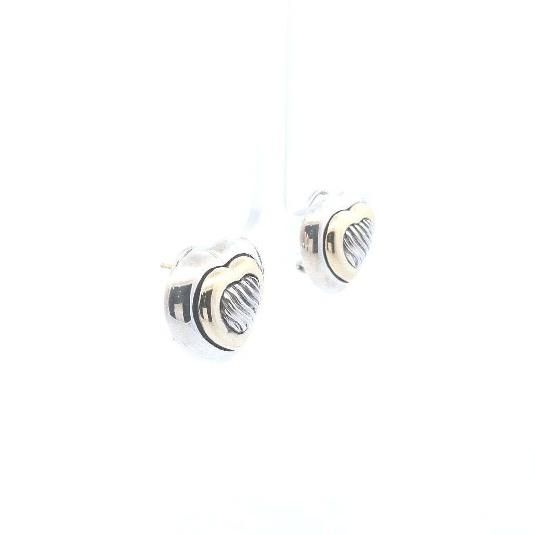 Designer $600 14K Yellow Gold Sterling David Yurman Heart Earrings