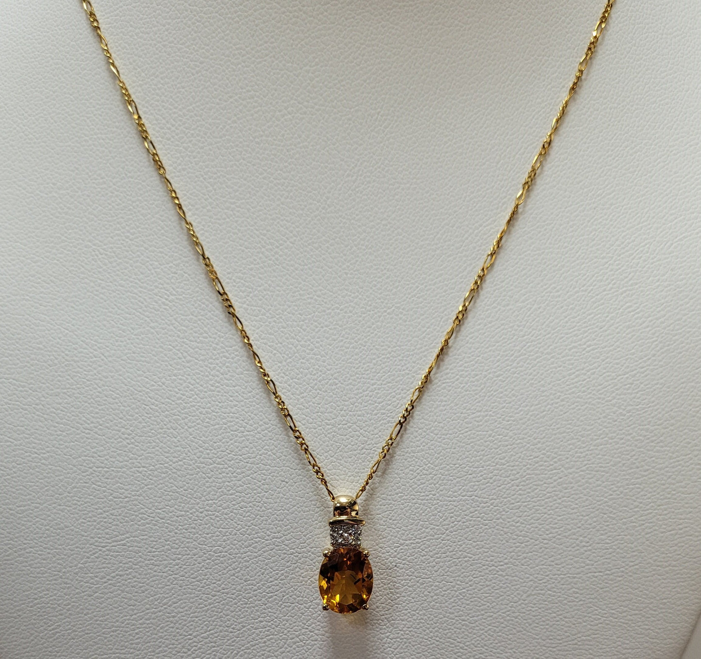Estate $400 14K Yellow Gold Citrine Diamond Necklace