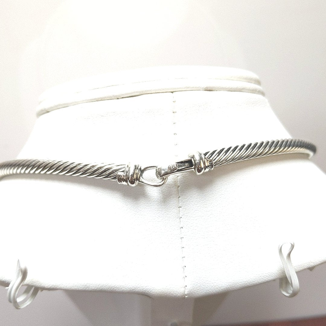 Designer $800 14K Yellow Gold Sterling Silver Cable Collar Necklace