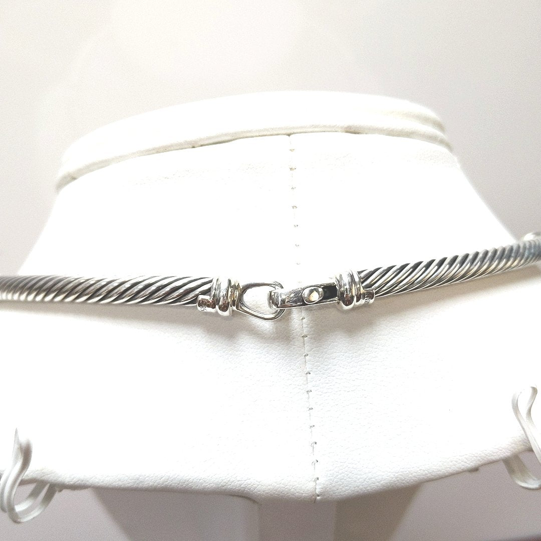 Designer $1170 Sterling 14K Yellow Gold Diamond Bar Cable Collar Necklace