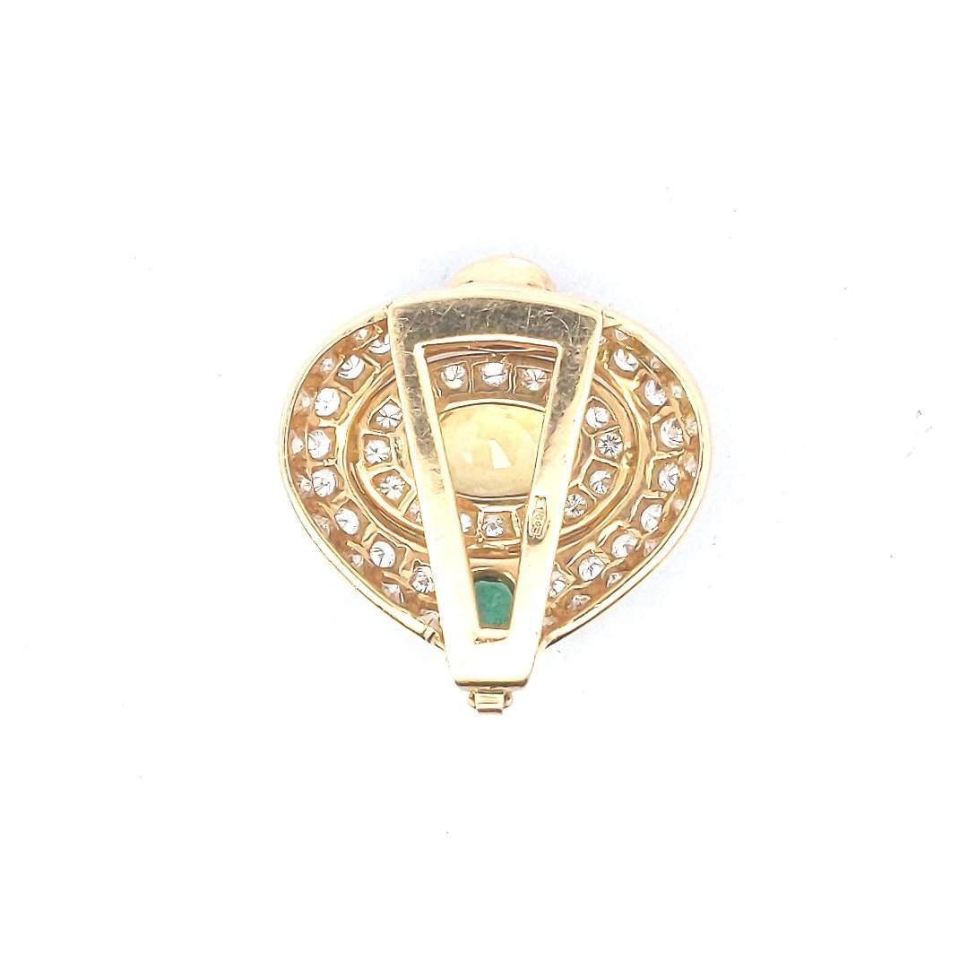 18K Gold Ruby Citrine Emerald Pave Set Diamond Slide Pendant