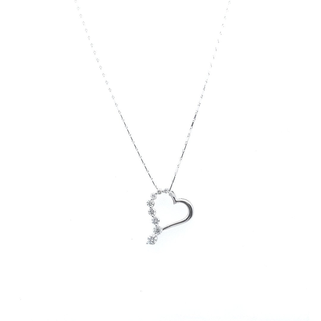 Estate $550 14K White Gold Diamond Heart Necklace