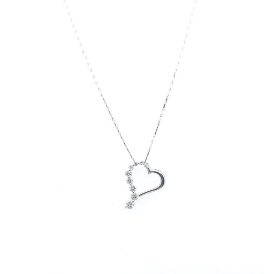 Estate $550 14K White Gold Diamond Heart Necklace