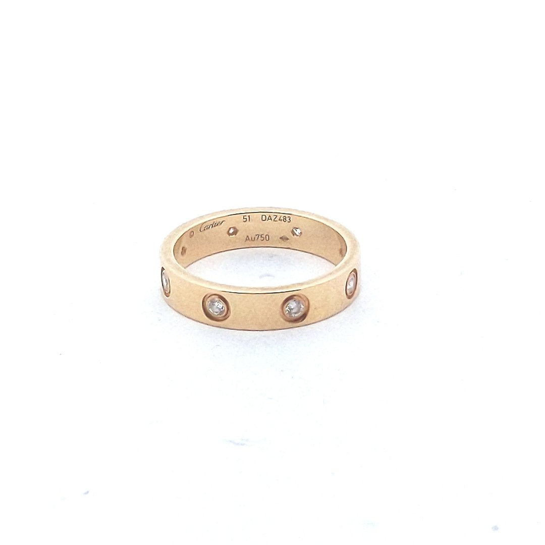Designer $2800 18K Yellow Gold Cartier Diamond Mini Love Band