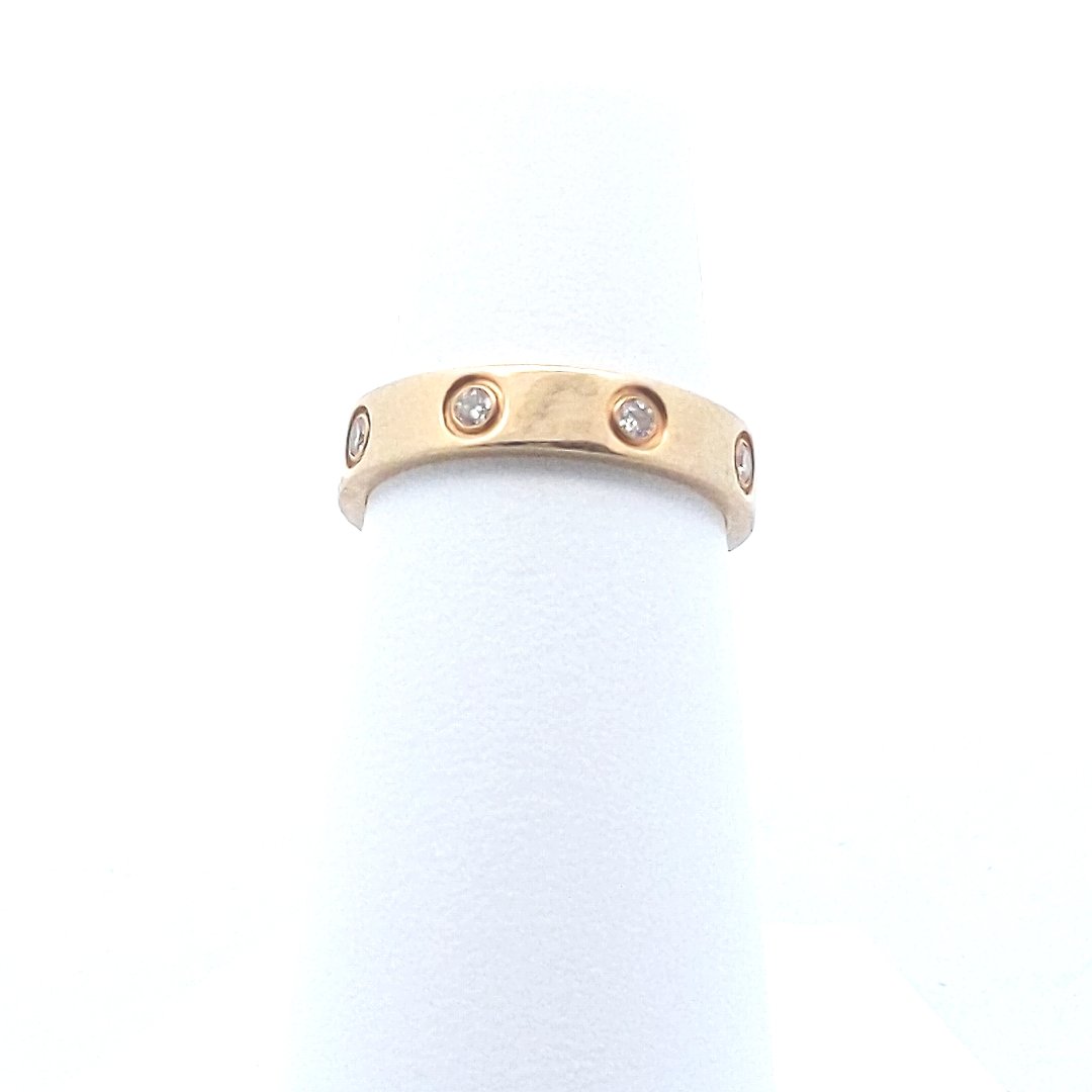 Designer $2800 18K Yellow Gold Cartier Diamond Mini Love Band