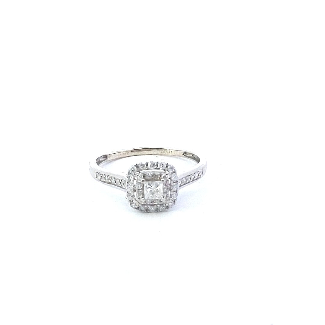 Estate $600 14K White Gold Diamond Engagement Wedding Ring Set