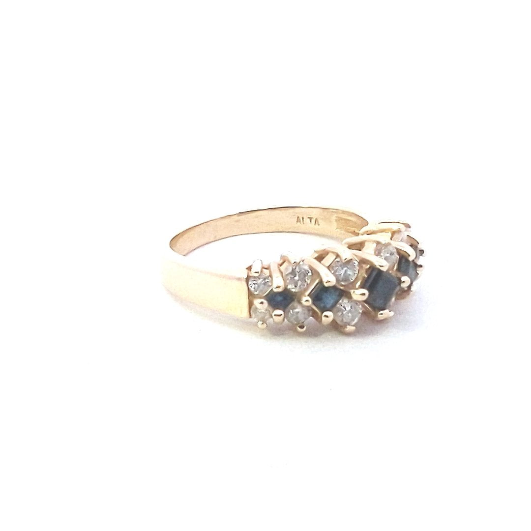 Estate $700 14K Yellow Gold Sapphire Diamond Ring