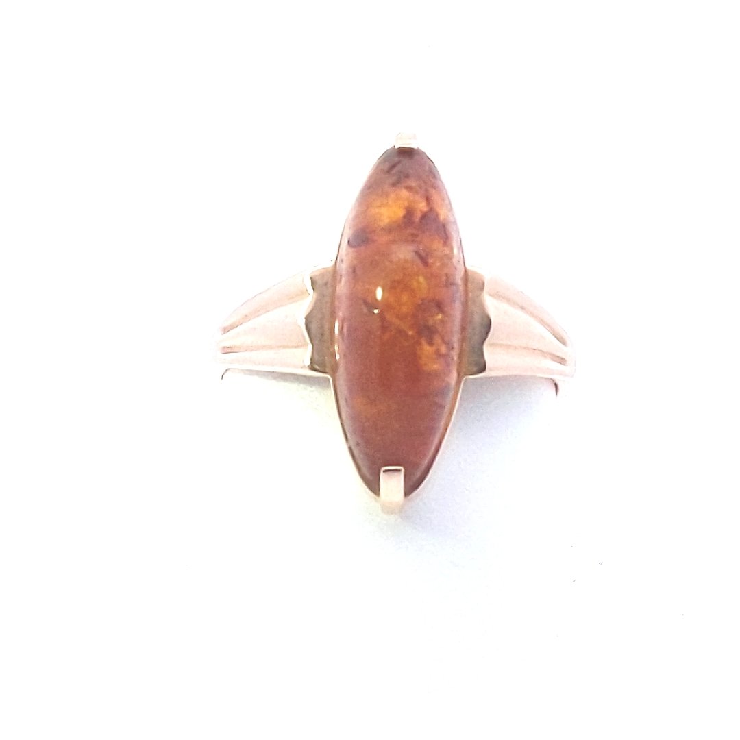 Estate $700 14K Yellow Gold Russian Amber Ring