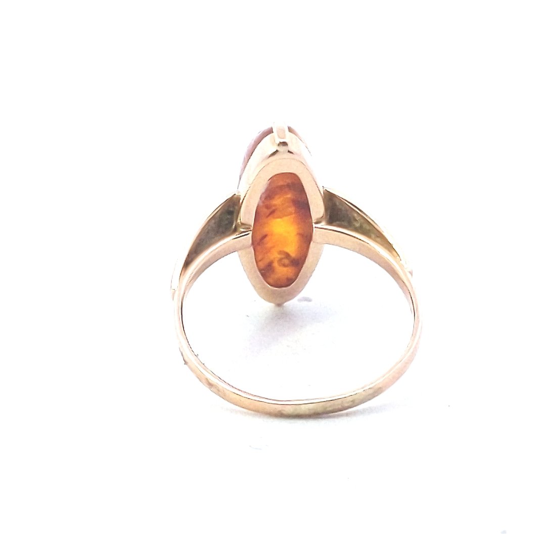 Estate $700 14K Yellow Gold Russian Amber Ring
