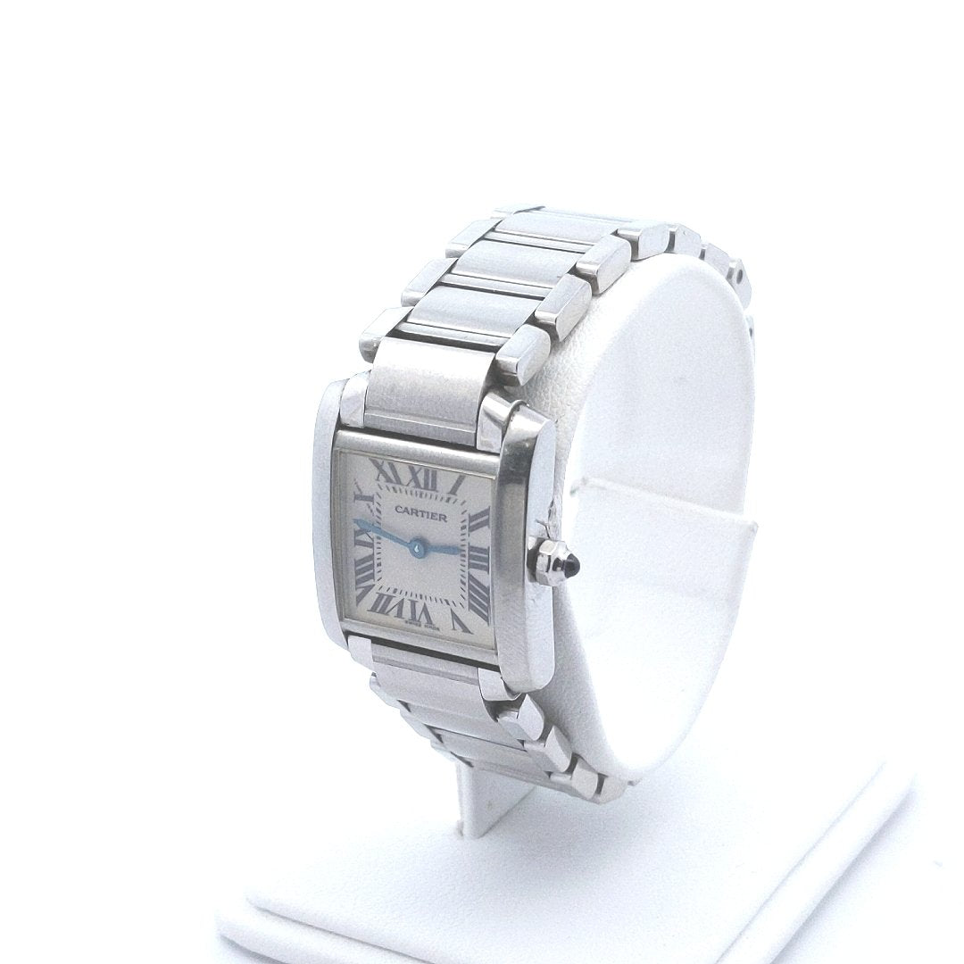 Designer $3500 Cartier Tank Francaise Stainless Steel Quartz Watch