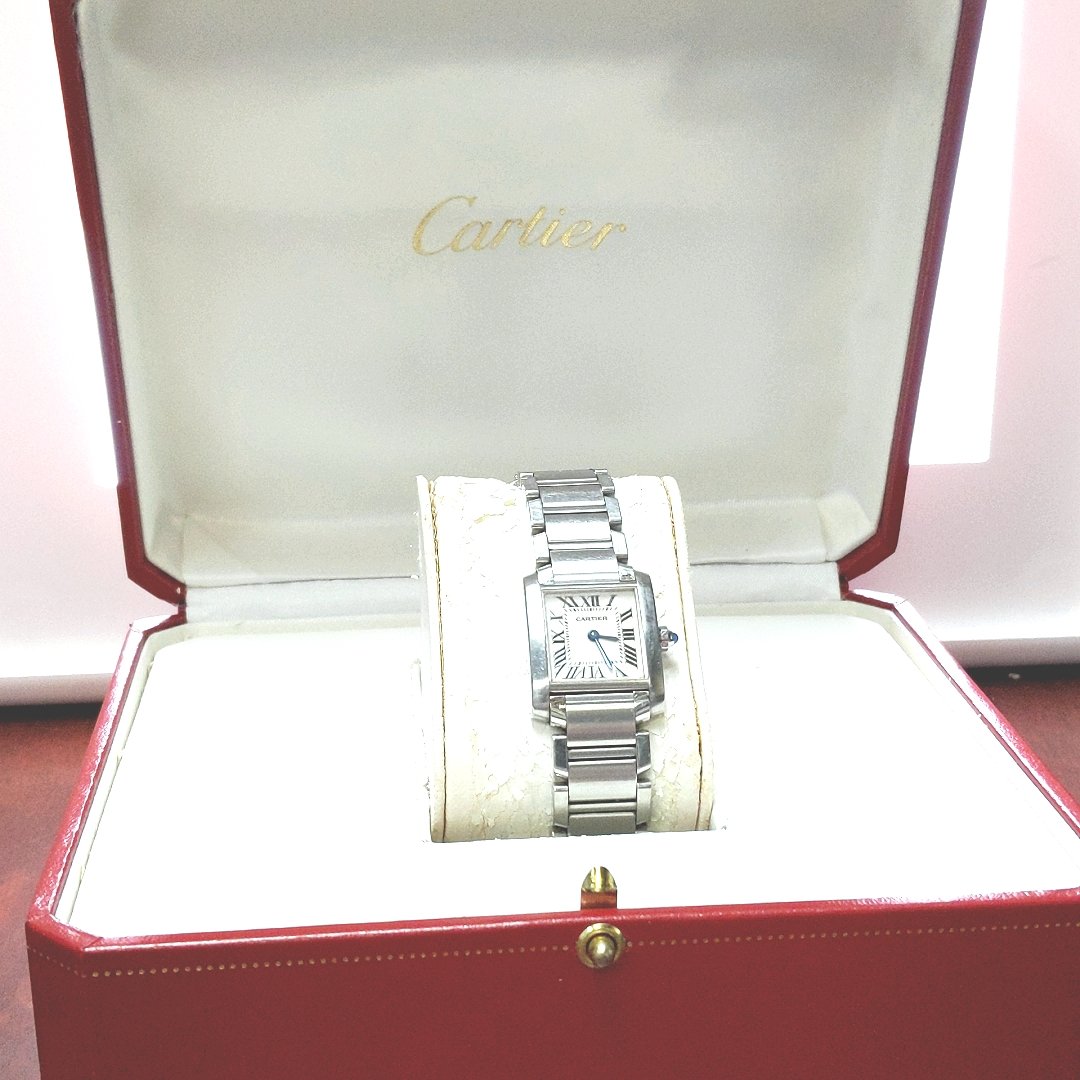 Designer $3500 Cartier Tank Francaise Stainless Steel Quartz Watch