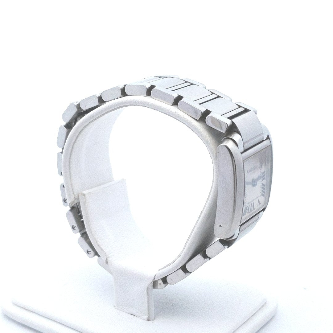 Designer $3500 Cartier Tank Francaise Stainless Steel Quartz Watch