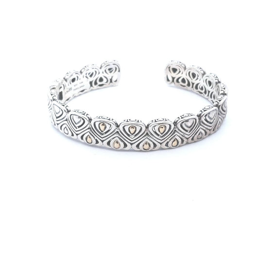 Designer 14K Gold Sterling Silver Angela John Hardy Hinged Bracelet