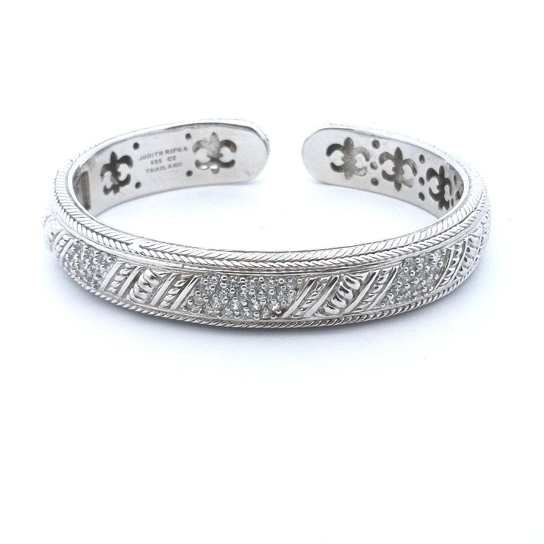 Designer $100 Judith Ripka Sterling Silver CZ Bangle