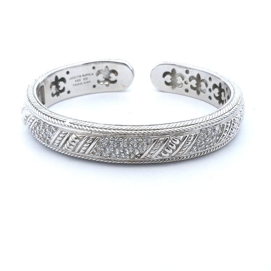 Designer $100 Judith Ripka Sterling Silver CZ Bangle