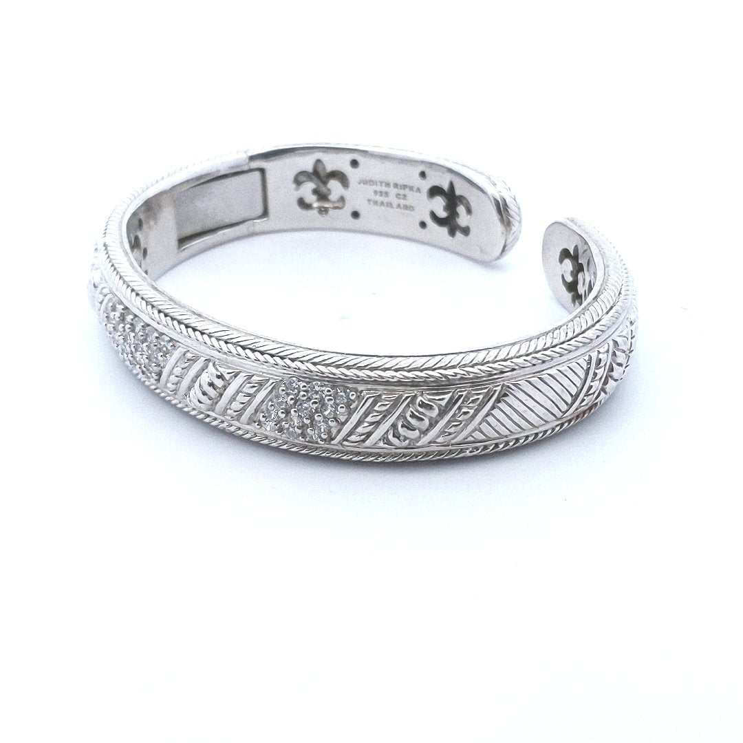 Designer $100 Judith Ripka Sterling Silver CZ Bangle