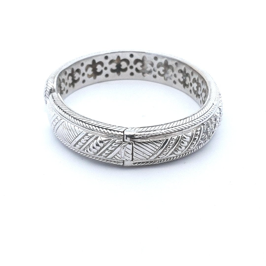 Designer $100 Judith Ripka Sterling Silver CZ Bangle