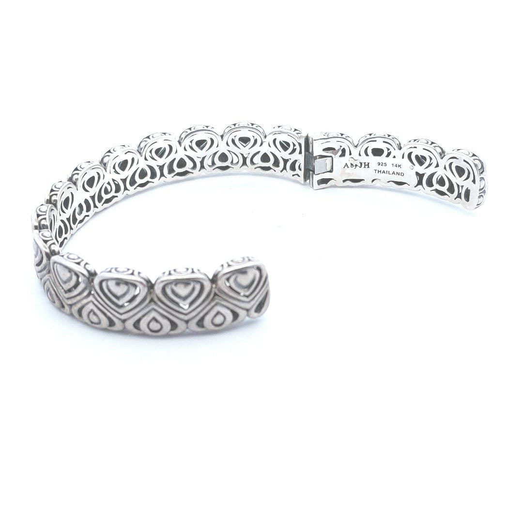 Designer 14K Gold Sterling Silver Angela John Hardy Hinged Bracelet