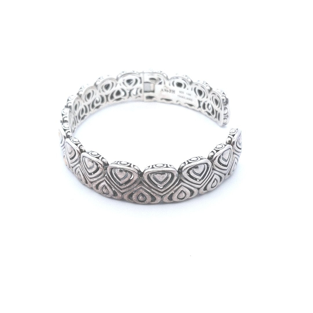 Designer 14K Gold Sterling Silver Angela John Hardy Hinged Bracelet