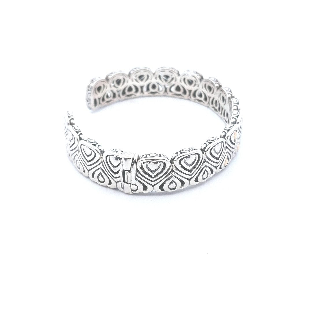 Designer 14K Gold Sterling Silver Angela John Hardy Hinged Bracelet