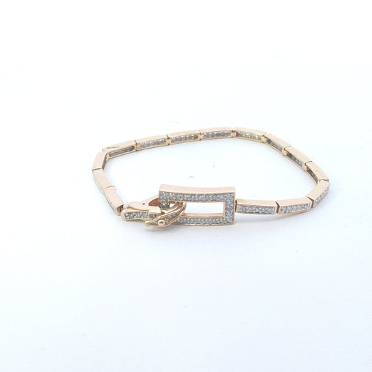 Estate $1730 14K Yellow Gold Bar Link Diamond Bracelet