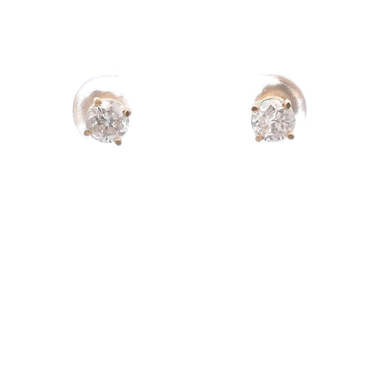 Estate $500 14K Yellow Gold Natural Diamond Solitaire Stud Earrings