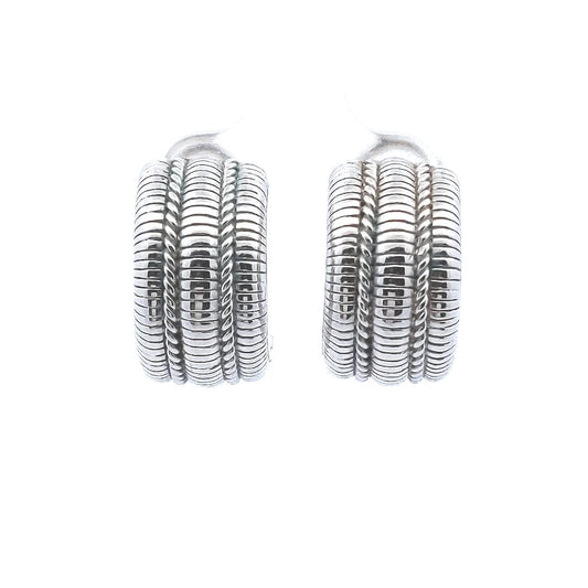 Designer $80 Judith Ripka Sterling Silver Cable Half Hoop Earrings