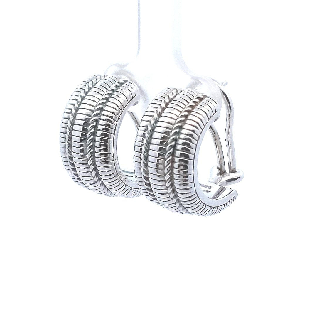 Designer $80 Judith Ripka Sterling Silver Cable Half Hoop Earrings