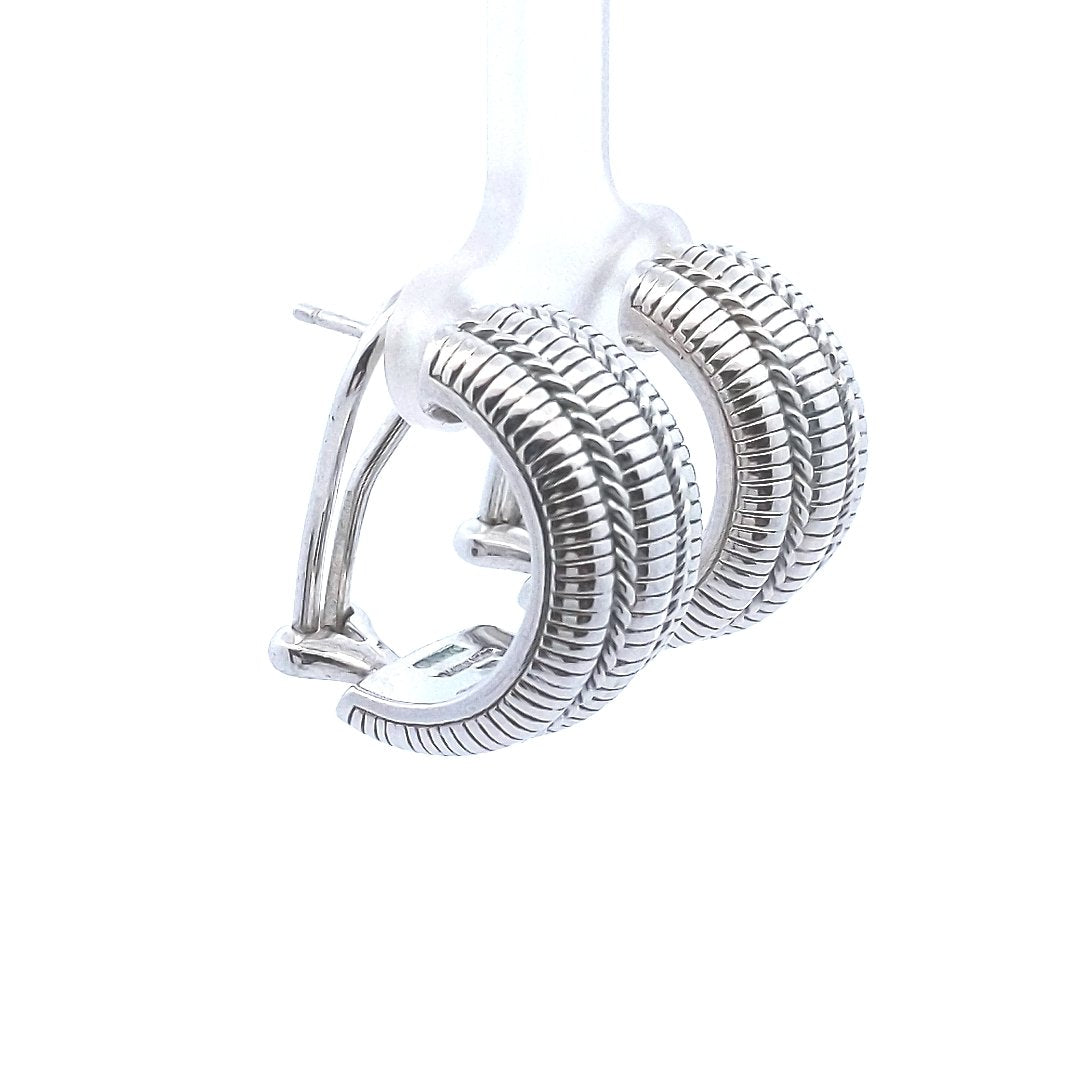 Designer $80 Judith Ripka Sterling Silver Cable Half Hoop Earrings