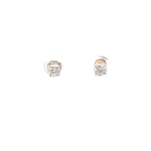 Estate $600 14K Yellow Gold Round Diamond Stud Earrings