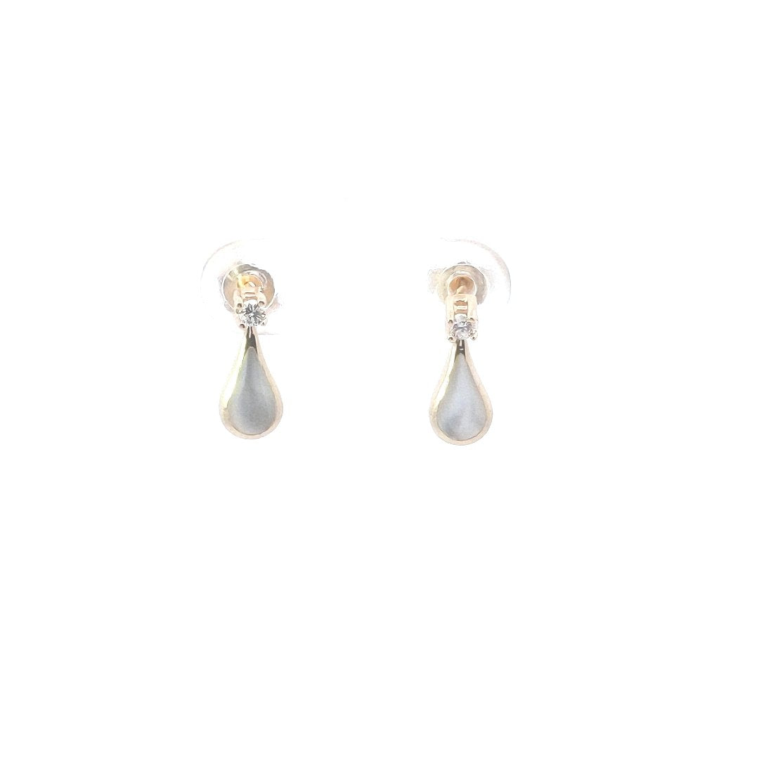 Designer $390 Kabana 14K Yellow Gold Diamond Mother of Pearl Dangle Earrings