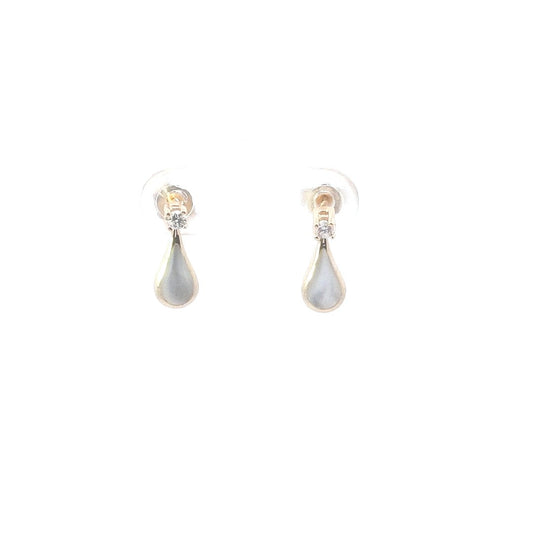 Designer $390 Kabana 14K Yellow Gold Diamond Mother of Pearl Dangle Earrings