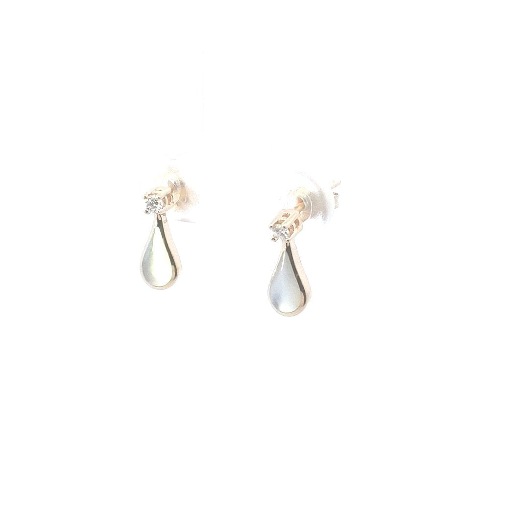 Designer $390 Kabana 14K Yellow Gold Diamond Mother of Pearl Dangle Earrings
