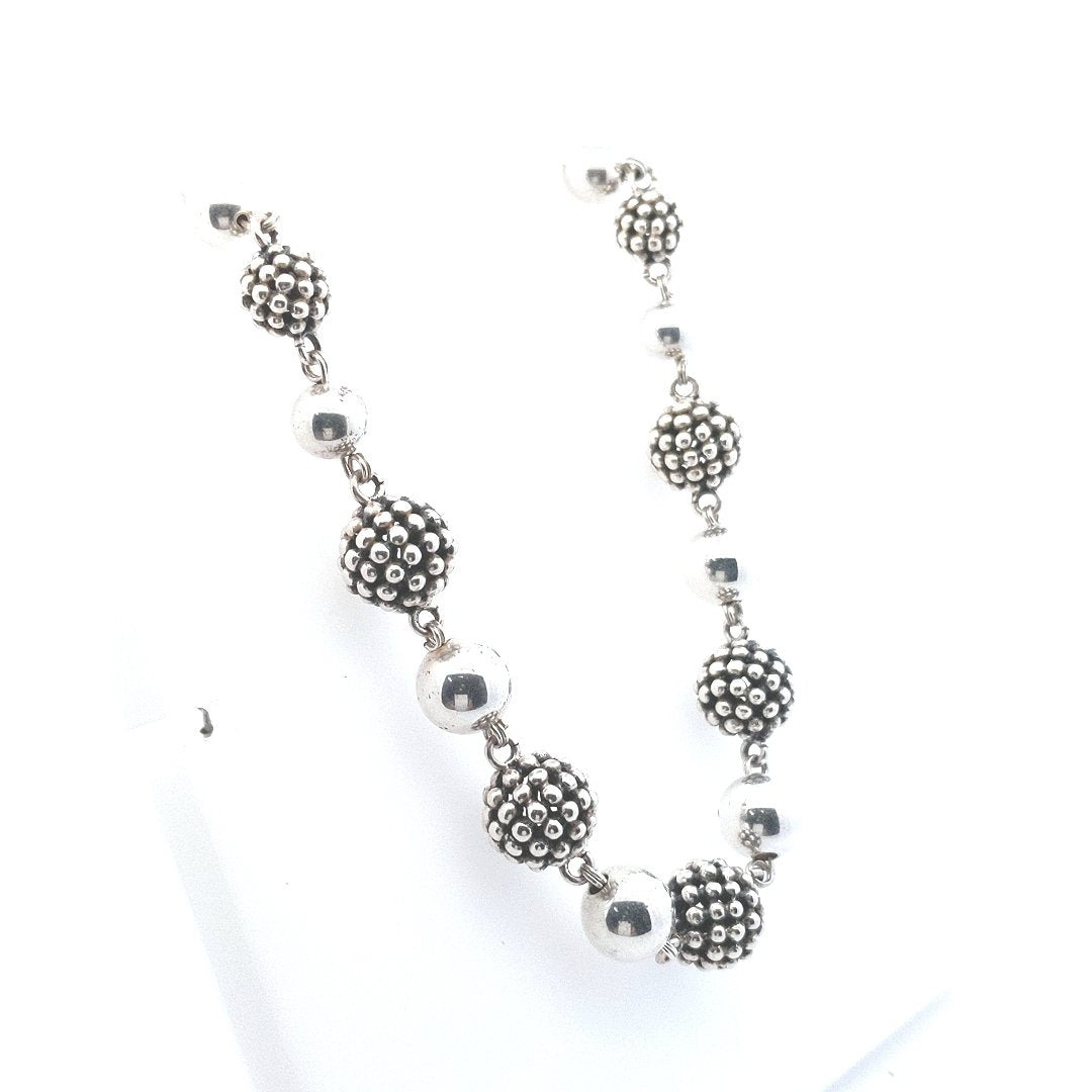 Michael Dawkins Sterling Silver Beaded Cultured Pearl Necklace