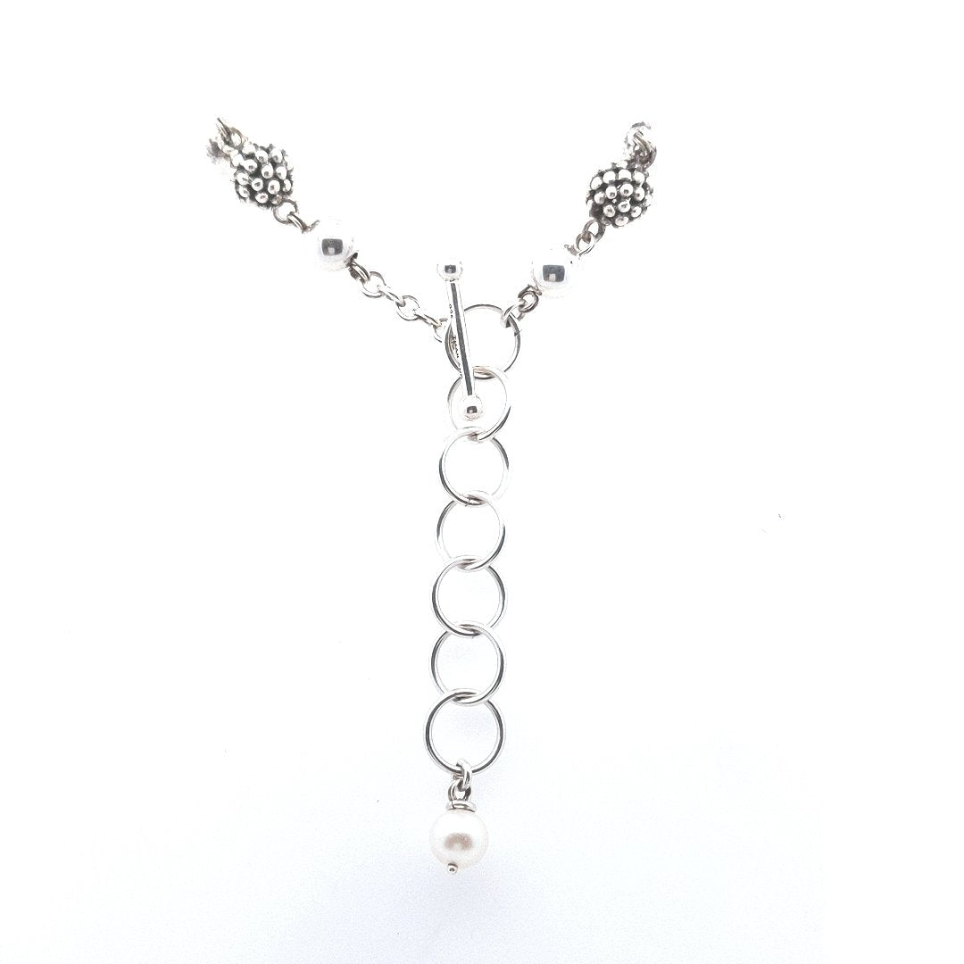Michael Dawkins Sterling Silver Beaded Cultured Pearl Necklace