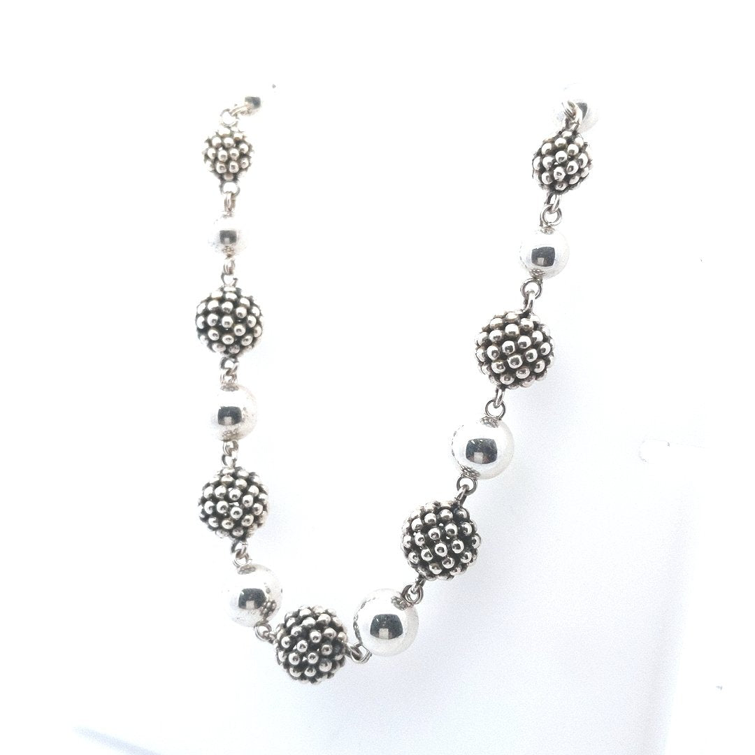 Michael Dawkins Sterling Silver Beaded Cultured Pearl Necklace