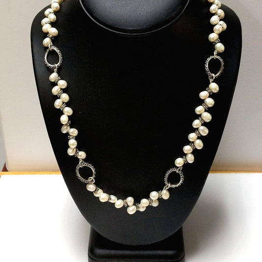 Designer $470 Michael Dawkins Sterling Fresh Water Pearl Toggle Necklace