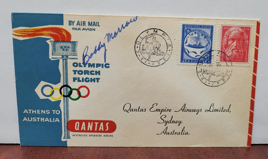 Bobby Morrow Signed Olympic Torch Flight Cover