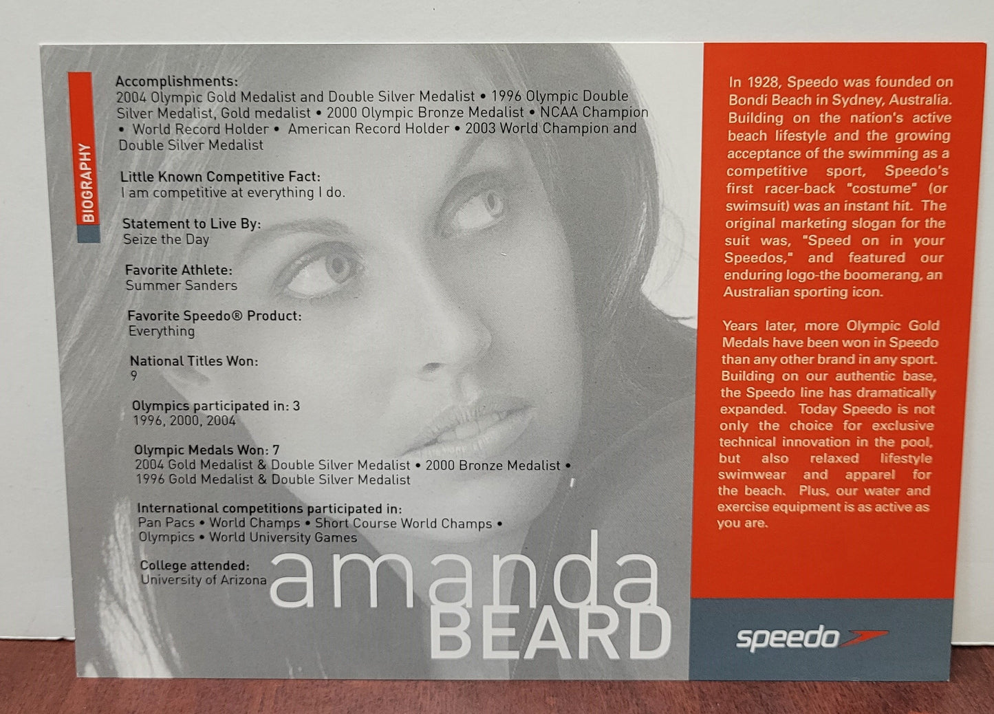 Amanda Beard Signed Speedo Advert