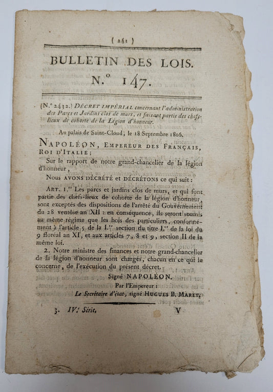 Antique Bulletin Des Lois N 147