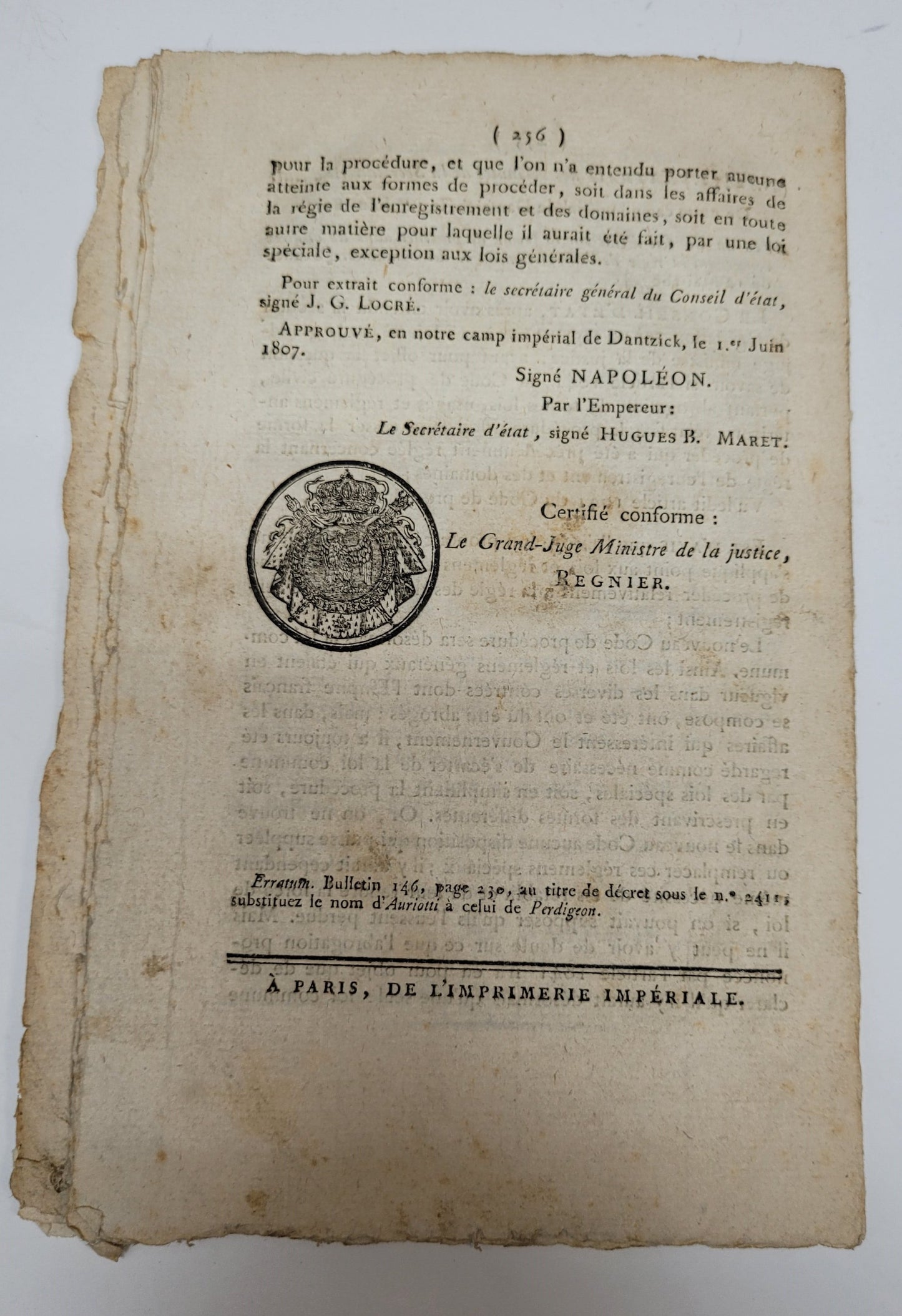 Antique Bulletin Des Lois N 147