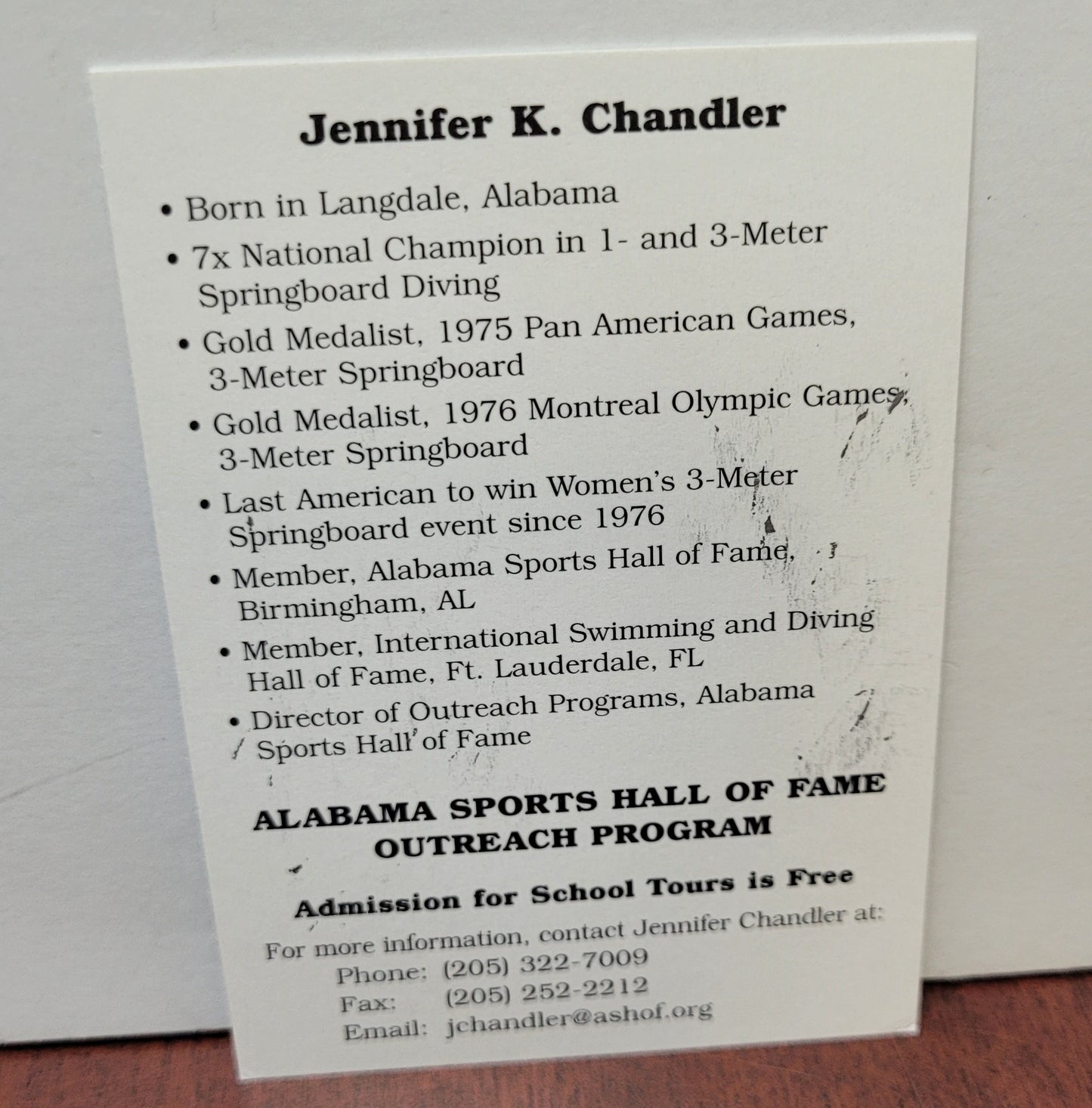 Jennifer Chandler Signed Card