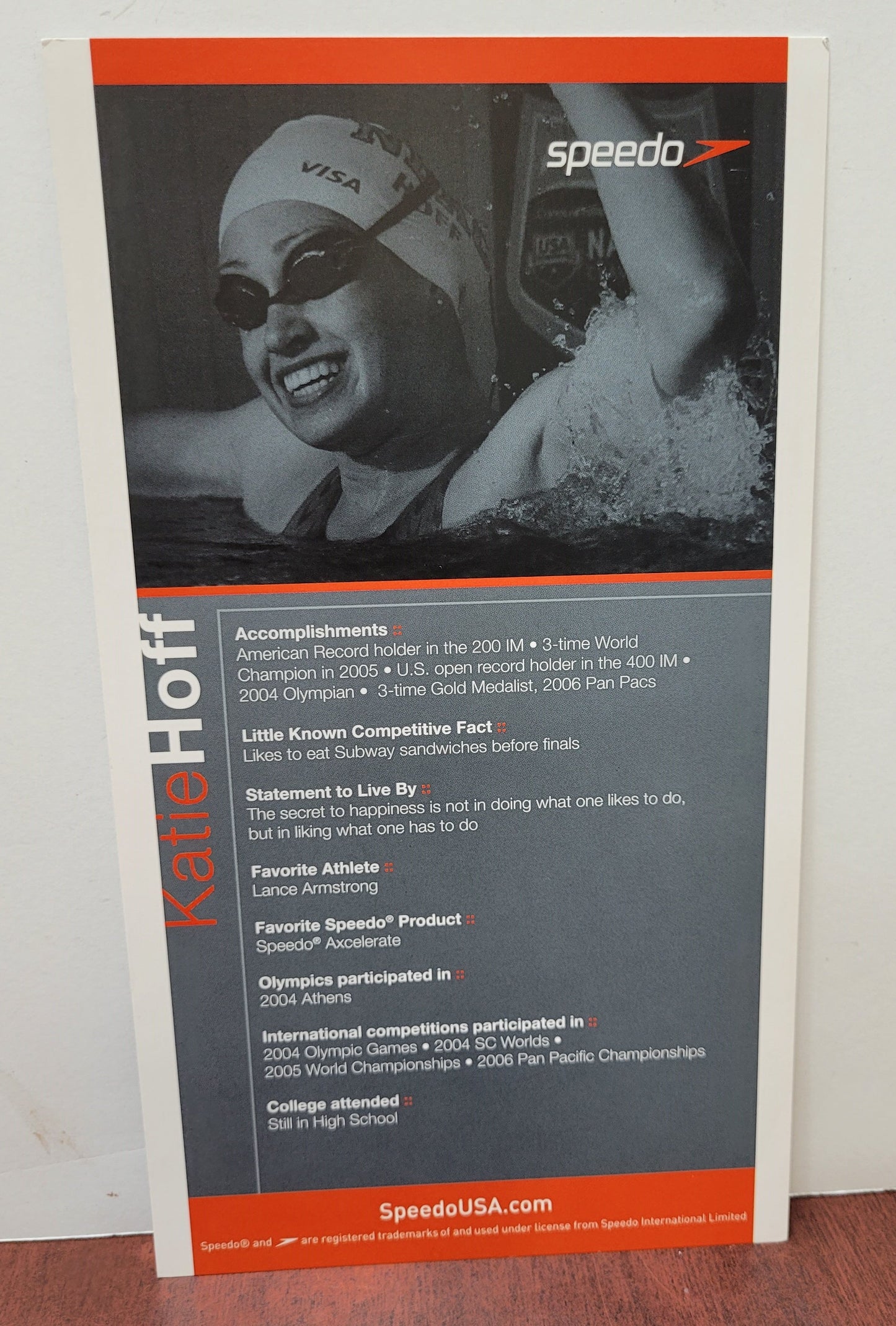 Katie Hoff Signed Speedo Advert