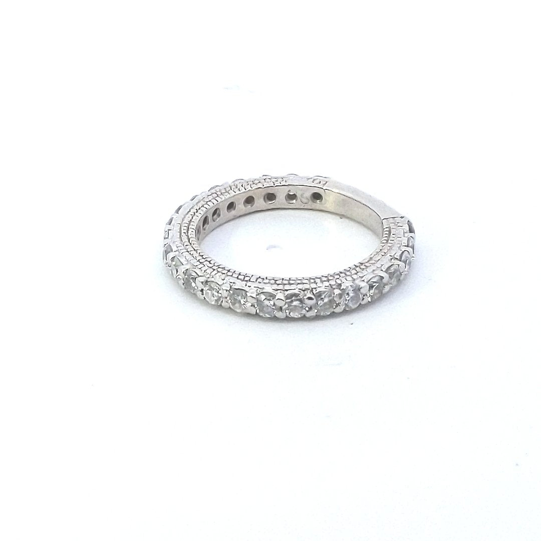 Estate $800 14K White Gold Diamond Milgrain Design Band