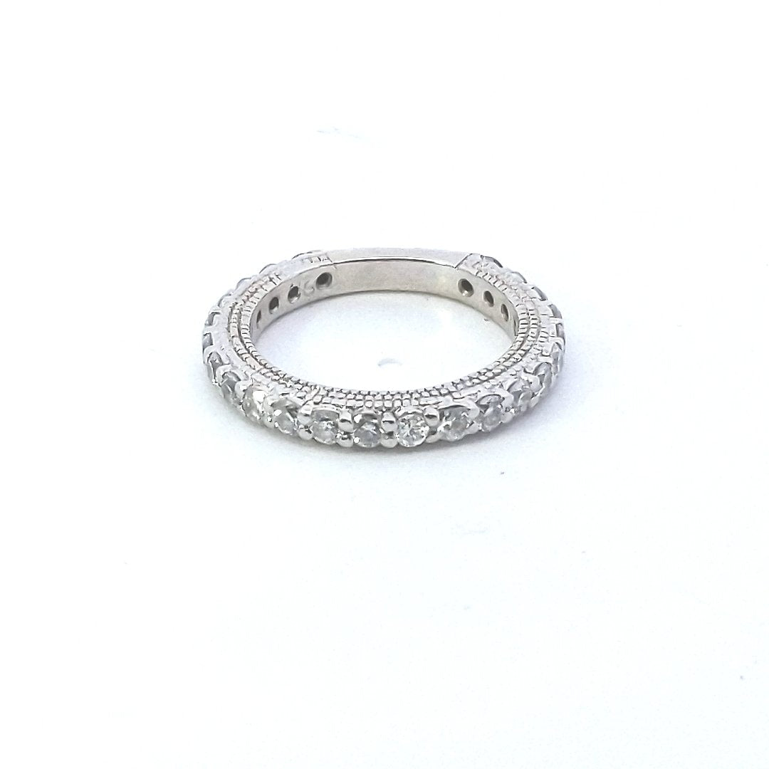 Estate $800 14K White Gold Diamond Milgrain Design Band