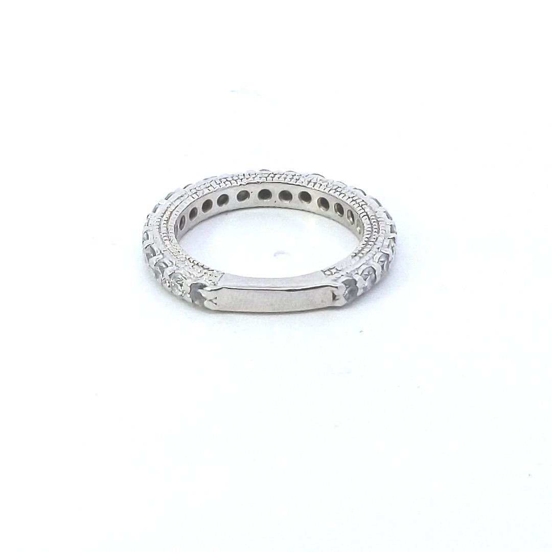 Estate $800 14K White Gold Diamond Milgrain Design Band