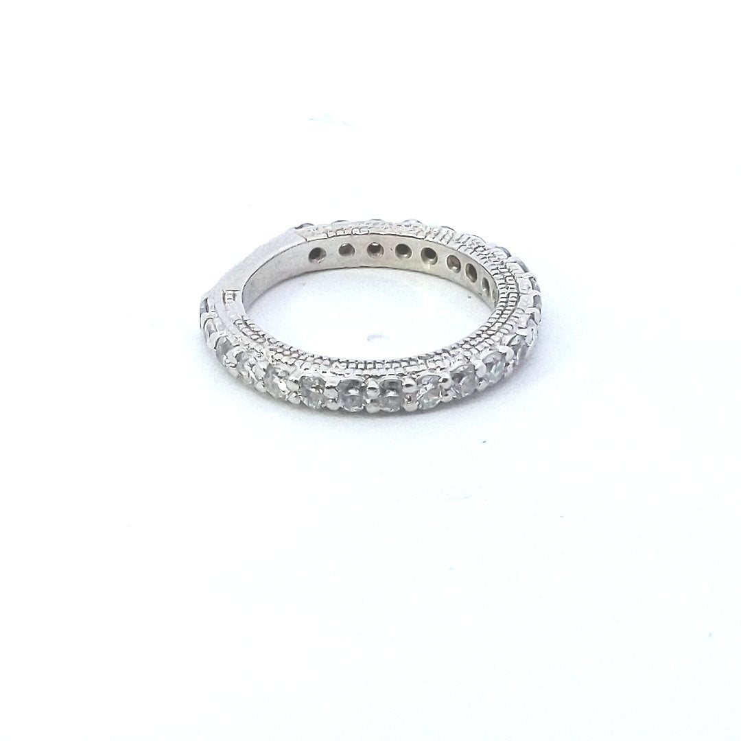 Estate $800 14K White Gold Diamond Milgrain Design Band