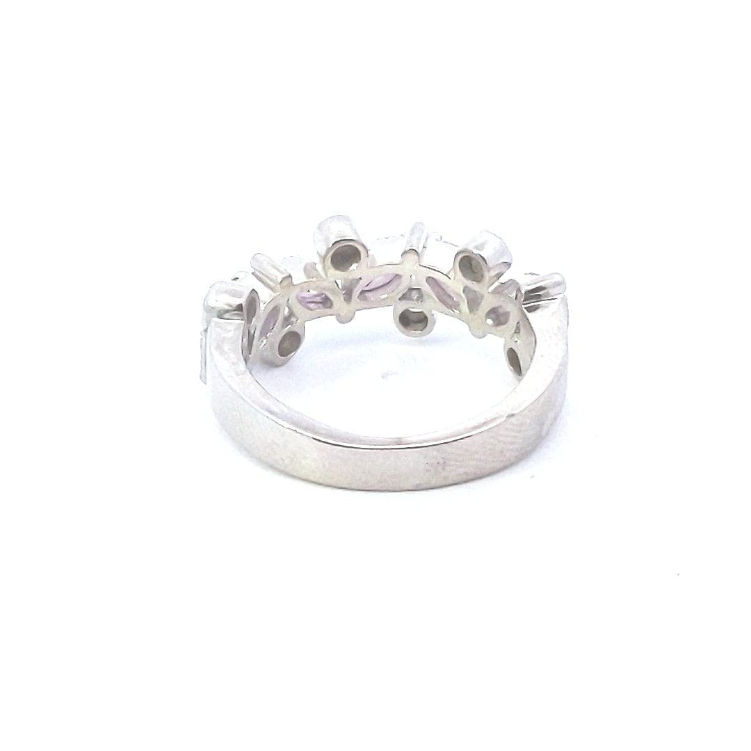 Estate $650 14K White Gold Pink Sapphire Diamond Ring
